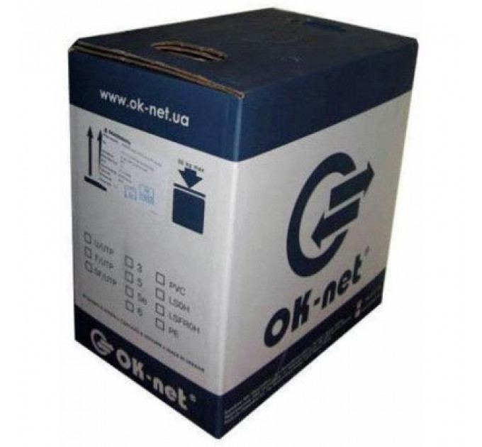 Кабель мережевий OK-Net UTP cat.5E 305m негорючий (U/UTP-cat.5E LSFROH) (КПВнг-HF-ВП(350) 4*2*0,51)