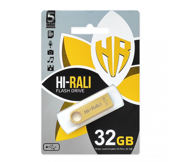 Hi-Rali Флеш-накопичувач USB 32GB Hi-Rali Shuttle Series Gold (HI-32GBSHGD)