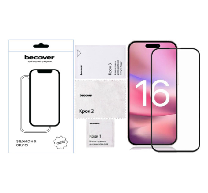 BeCover Скло захисне BeCover Apple iPhone 16 Black (712122)