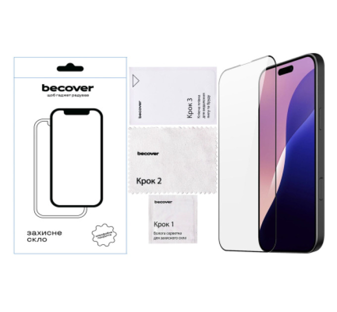 BeCover Скло захисне BeCover Apple iPhone 16 Pro Max Black (712125)