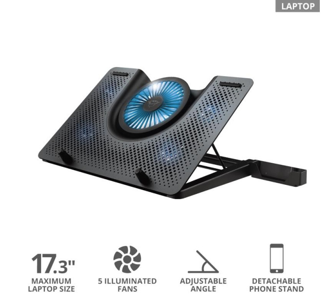 Trust Підставка до ноутбука Trust GXT 1125 Quno (17.3") Blue LED Black (23581_TRUST)