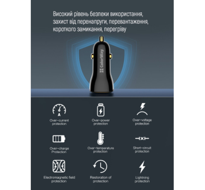 ColorWay Зарядний пристрій ColorWay PowerDelivery PPS USB (USB-A + USB-C) (60W) Black (CW-CHA046PD-BK)