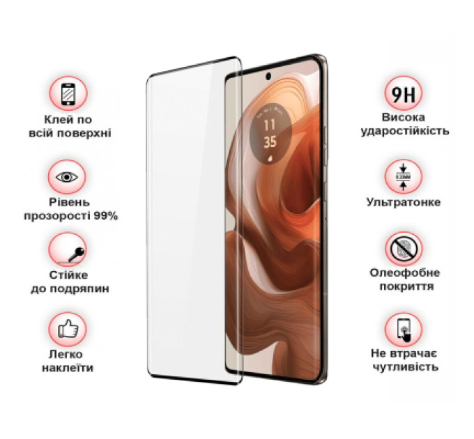 BeCover Скло захисне BeCover Motorola Edge 50 Ultra Black (712345)
