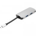PowerPlant Концентратор PowerPlant Type-C - HDMI 4K, USB 3.0, USB Type-C, RJ45 (CA911691)