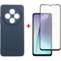 Dengos Чохол до мобільного телефона Dengos Xiaomi Redmi 14C Carbon + glass (Blue) (DG-KM-120)