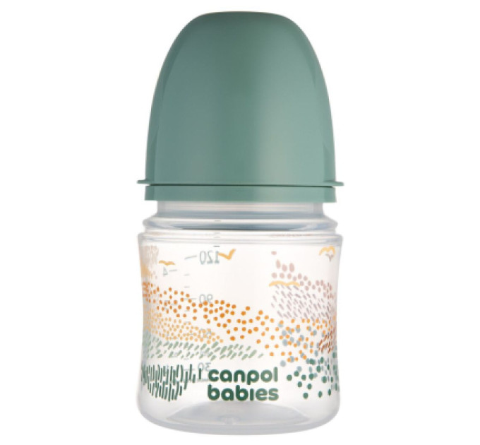 Canpol babies Пляшечка для годування Canpol babies Easystart MOUNTAINS антиколікова з широким отвором 120 мл зелена (35/242_gre)