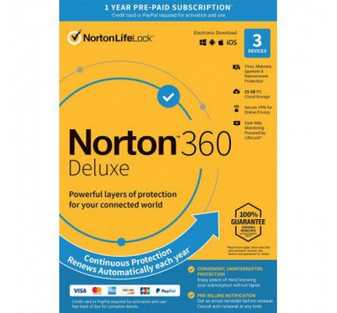Norton by Symantec Антивірус Norton by Symantec NORTON 360 DELUXE 25GB 1 USER 3 DEVICE 12M (21409592)