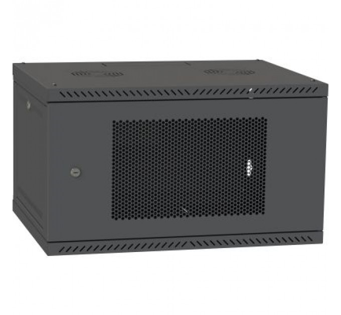 Шафа настінна Ipcom 6U, 600*600, перфоровані дверцята, RAL9005 (СН-6U-060х060-ДП-9005)