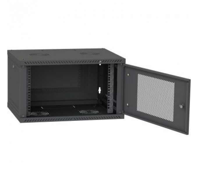 Шафа настінна Ipcom 6U, 600*600, перфоровані дверцята, RAL9005 (СН-6U-060х060-ДП-9005)