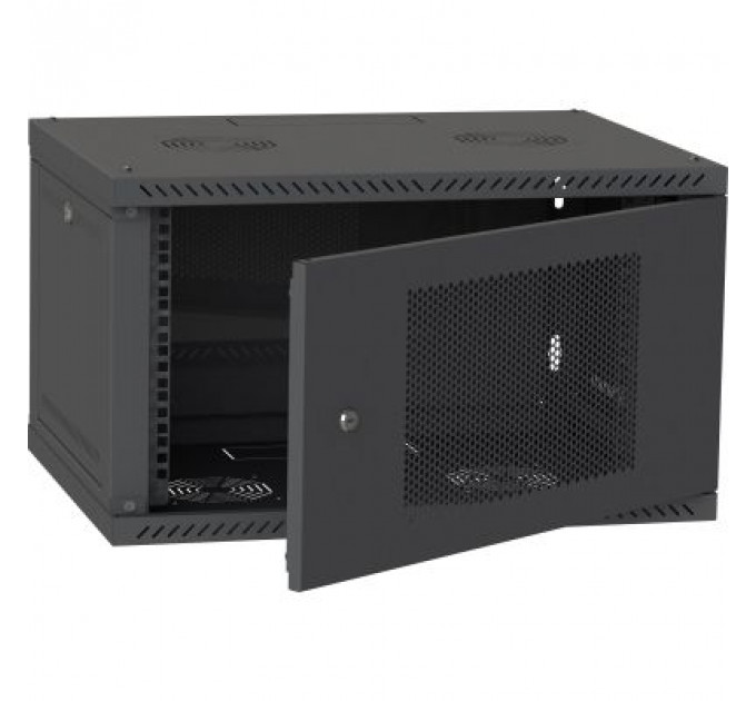 Шафа настінна Ipcom 6U, 600*600, перфоровані дверцята, RAL9005 (СН-6U-060х060-ДП-9005)
