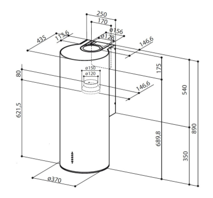 Faber Витяжка кухонна Faber Cylindra Plus Bk Matt A37 (335.0606.998)