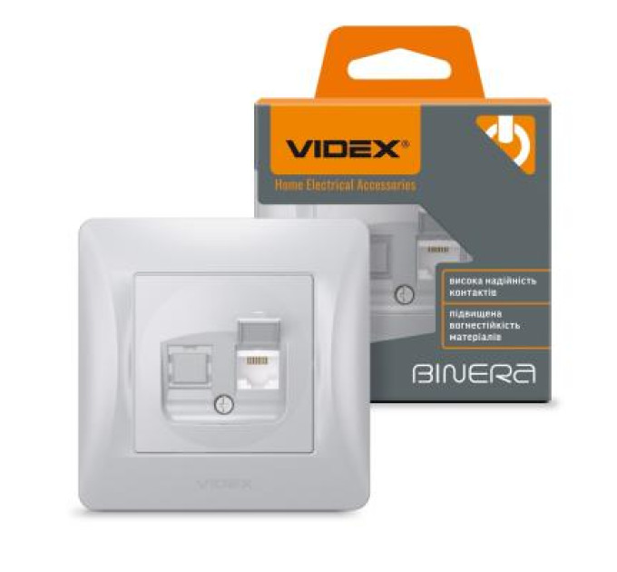 Videx Комп'ютерна розетка Videx BINERA CAT6 одинарна сереб (VF-BNSK1PC6-SS)