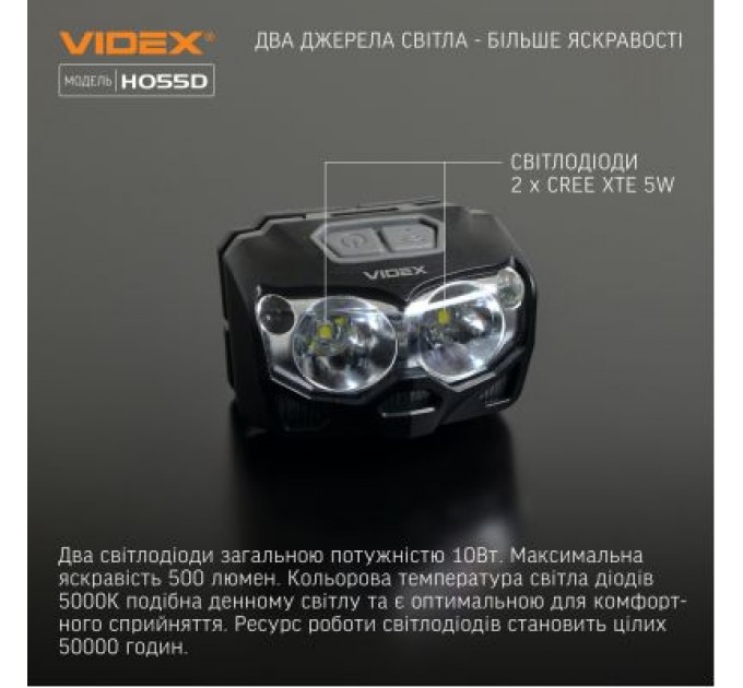 Videx Ліхтар Videx VLF-H055D 500Lm 5000K (VLF-H055D)
