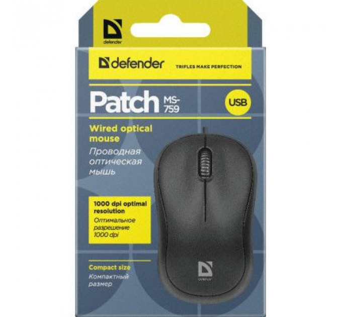 Мишка Defender Patch MS-759 Black (52759)