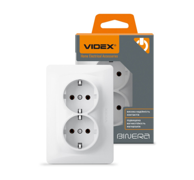 Videx Розетка Videx BINERA 2ая із заземленням (VF-BNSK2G-W)