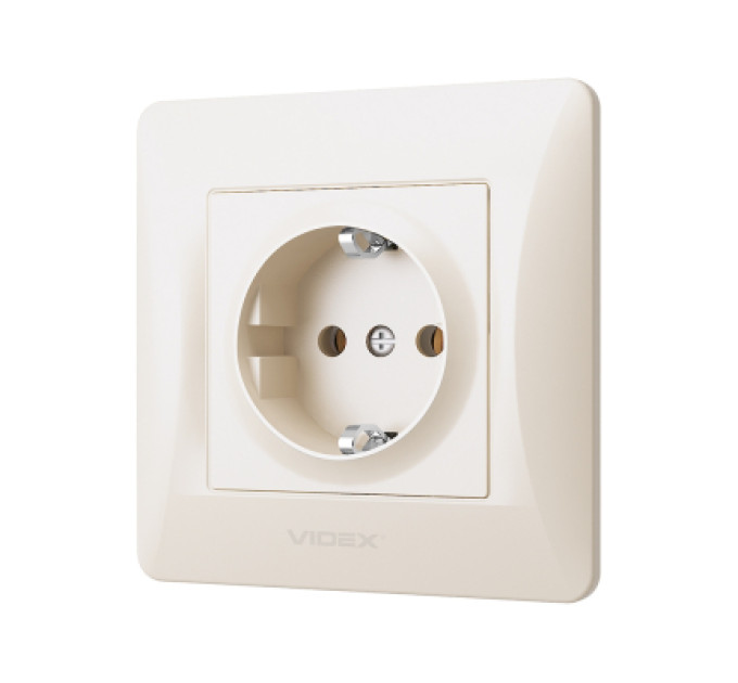 Videx Розетка Videx BINERA 1ая із заземленням кремова (VF-BNSK1G-CR)