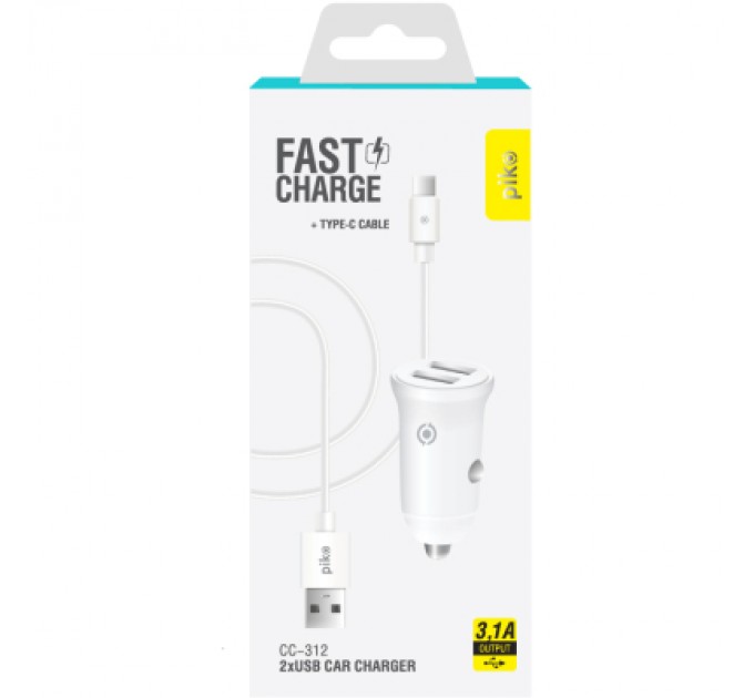 Piko Зарядний пристрій Piko CC-312 (2USB3,1A) + USB-C cable (1283126538803)
