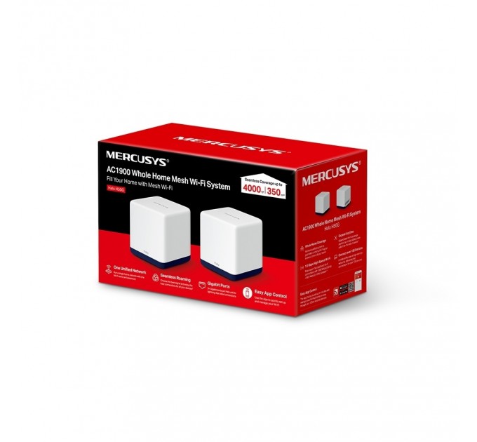 WiFi Mesh система Mercusys Halo H50G(2-pack) (AC1900, 3хGE WAN/LAN, Beamforming, MESH, 2-pack)