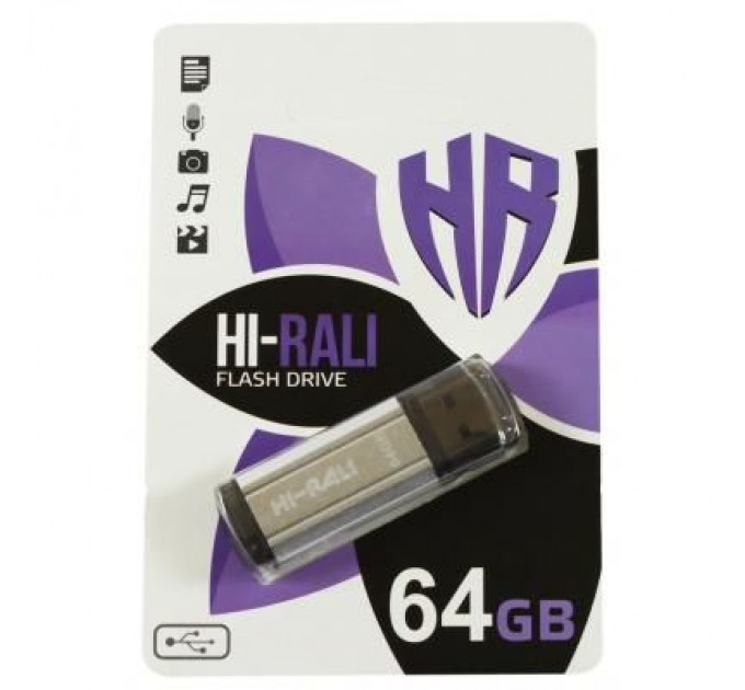 USB флеш накопичувач Hi-Rali 64GB Stark Series Silver USB 2.0 (HI-64GBSTSL)