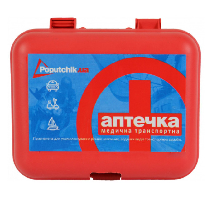 Poputchik Автомобільна аптечка Poputchik згідно ТУ футляр пластиковий червоний 165х135х65 (02-001-П)