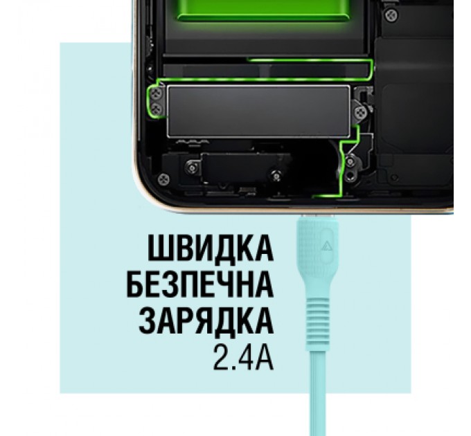 ACCLAB Дата кабель USB 2.0 AM to Lightning 1.2m AL-CBCOLOR-L1MT Mint ACCLAB (1283126518195)