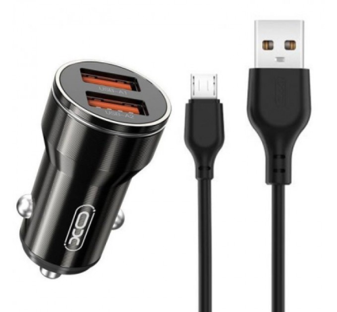 XO Зарядний пристрій XO CC48 Smart Metal 2USB + cable MicroUSB (XO-CC48m-BK)