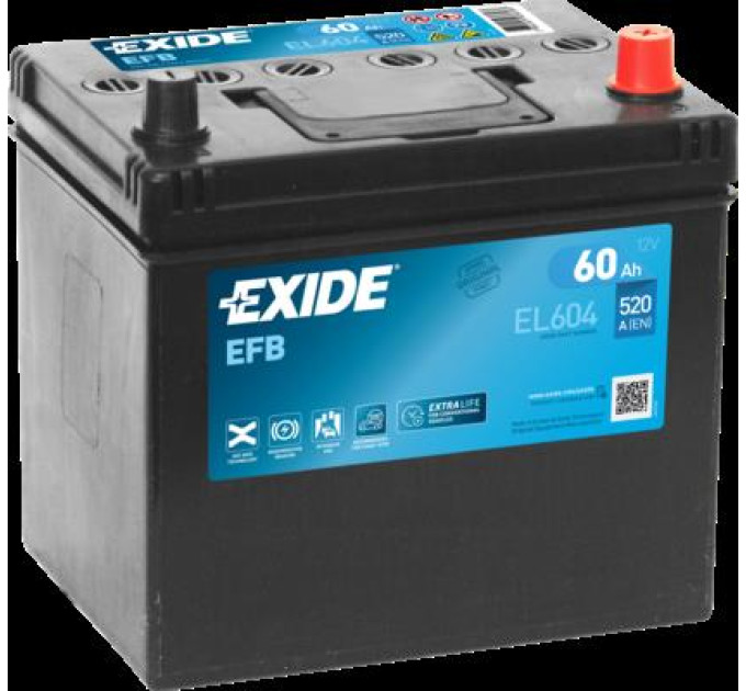 EXIDE Акумулятор автомобільний EXIDE START-STOP EFB 60A (EL604)