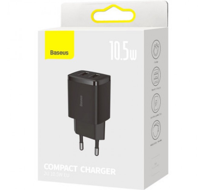 Baseus Зарядний пристрій Baseus Compact Charger 2U Black (CCXJ010201)
