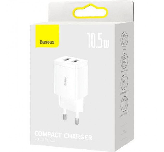 Baseus Зарядний пристрій Baseus Compact Charger 2U White (CCXJ010202)