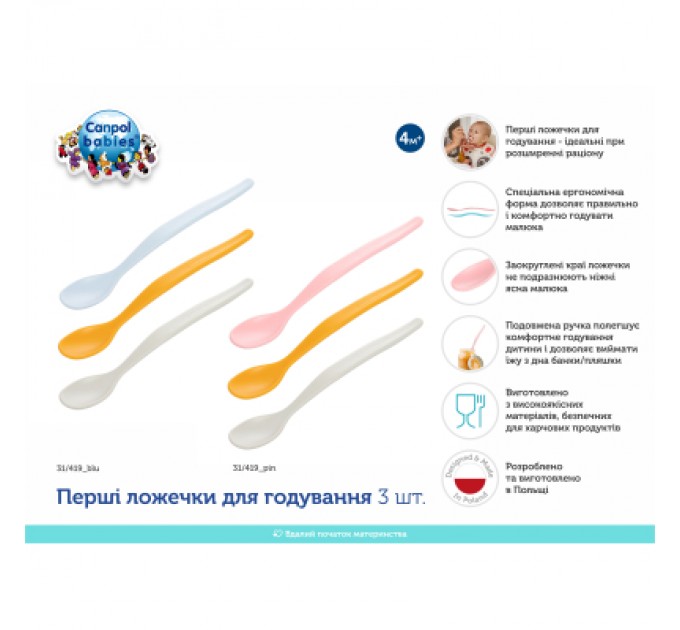 Canpol babies Набір дитячого посуду Canpol babies Перші ложечки для годування 3 шт. блакитні (31/419_blu)