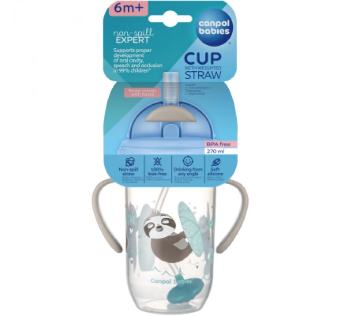 Canpol babies Поїльник-непроливайка Canpol babies Exotic Animals з трубочкою і обтяжувачем 270 мл Сіра (56/606_grey)