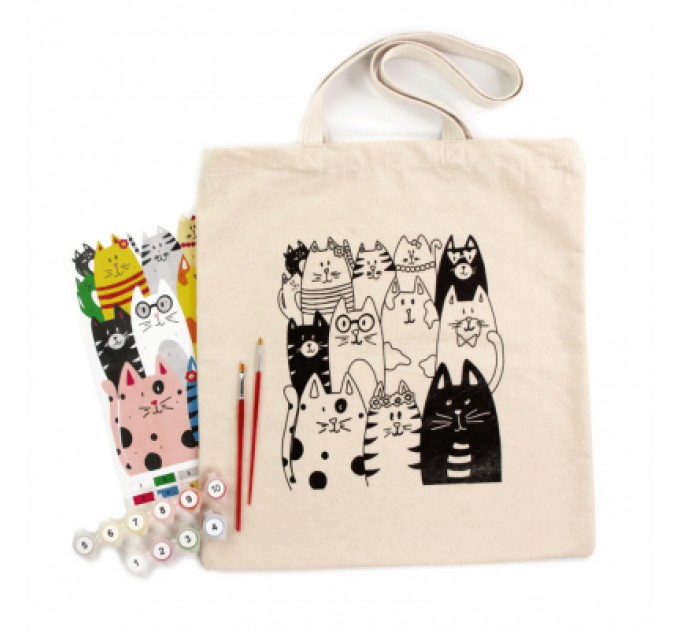Rosa Набір для творчості Rosa екосумка-розмальовка, Котики 38х42см (4823098537878)