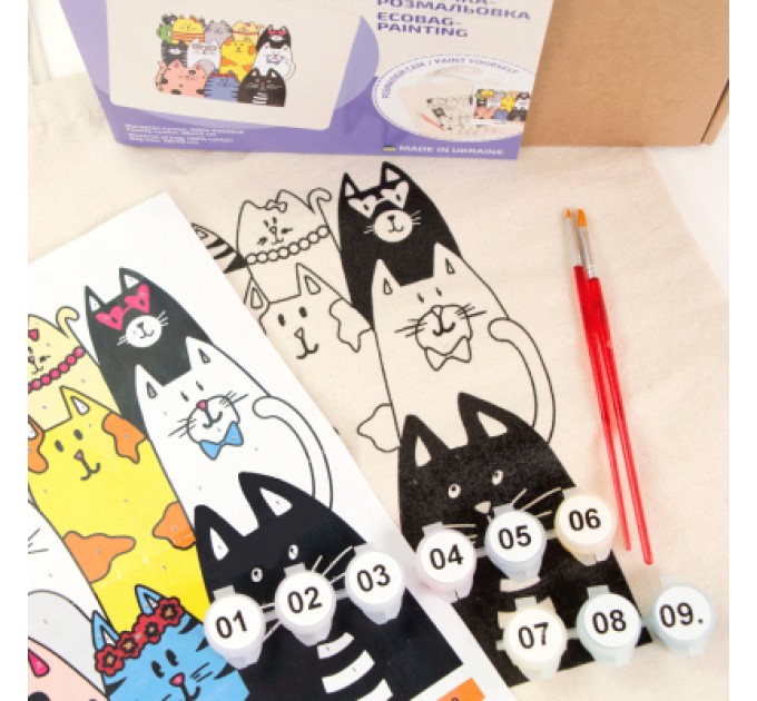 Rosa Набір для творчості Rosa екосумка-розмальовка, Котики 38х42см (4823098537878)