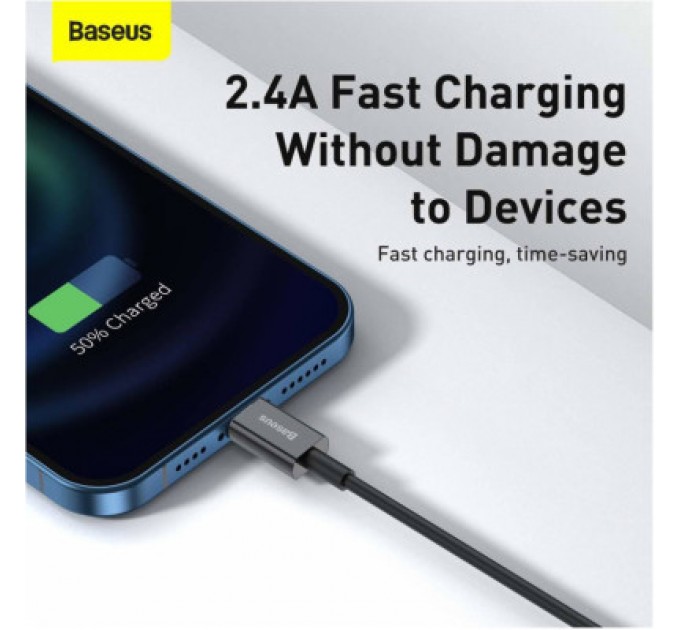 Baseus Дата кабель USB 2.0 AM to Lightning 1.0m 2.4A Superior Series Black Baseus (CALYS-A01)