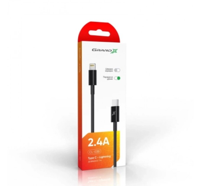 Grand-X Дата кабель USB-C to Lightning 12W CL-03B Black Grand-X (CL-03B)
