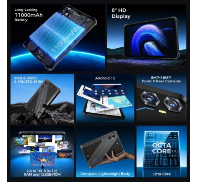 OUKITEL Планшет OUKITEL RT3plus 8" 4/128GB/ NFC / LTE Black (6941749808516)