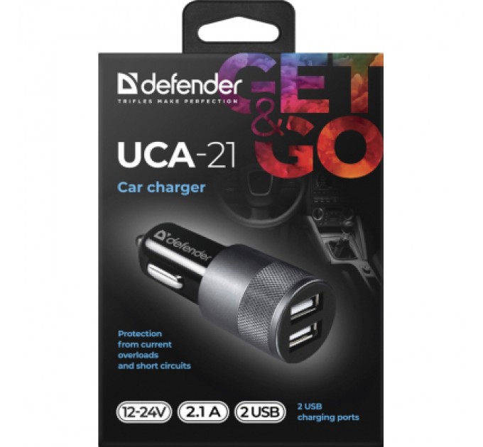 Defender Зарядний пристрій Defender 2xUSB 12W (2xUSB-A) 2.1A UCA-21 (83821)