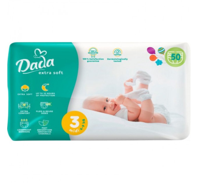 Dada Підгузки Dada Extra Soft Midi 3 4-9 кг 50 шт (4820174981020)