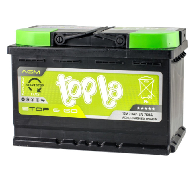 Topla Акумулятор автомобільний Topla 70 Ah/12V AGM Euro (114 070)
