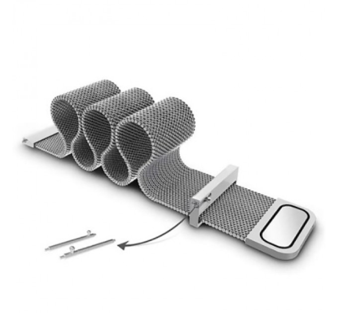 BeCover Ремінець до смарт-годинника BeCover Milanese Style для Samsung Galaxy (20mm)/Watch 5/ Watch 4.../Gear S2 Classic/Gear Sport Silver (707675)