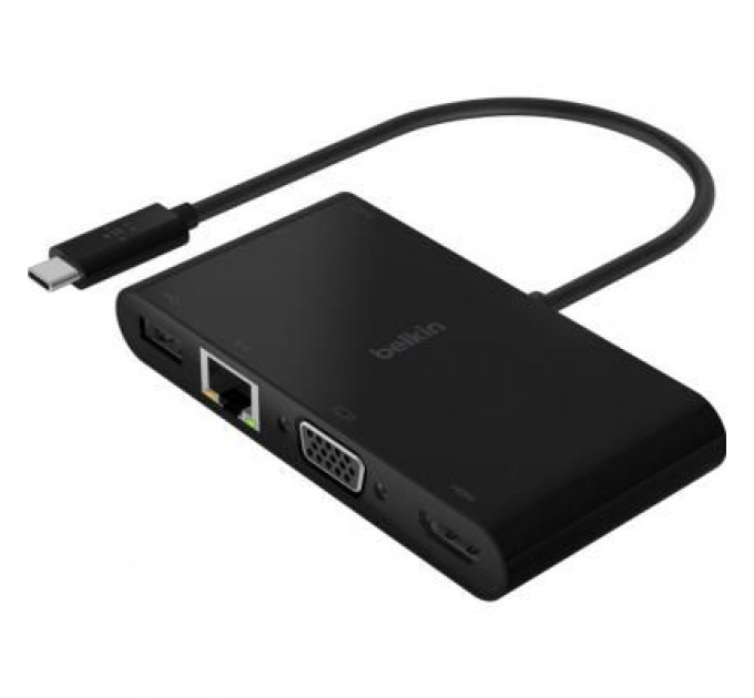 Belkin Концентратор Belkin USB-C - Ethernet, HDMI, VGA, USB-A, 100W PD, black (AVC004BTBK)