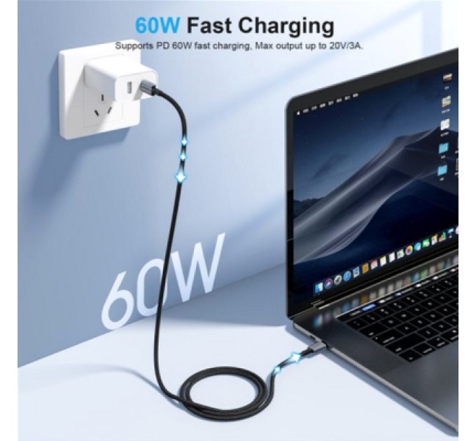 Choetech Дата кабель USB-C to USB-C 1.2m USB 2.0 60W Choetech (XCC-1014-BK)