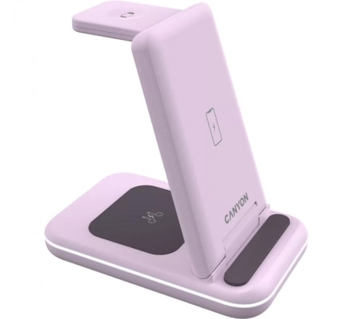 Canyon Зарядний пристрій Canyon WS-304 Foldable 3in1 Wireless charger Iced Pink (CNS-WCS304IP)