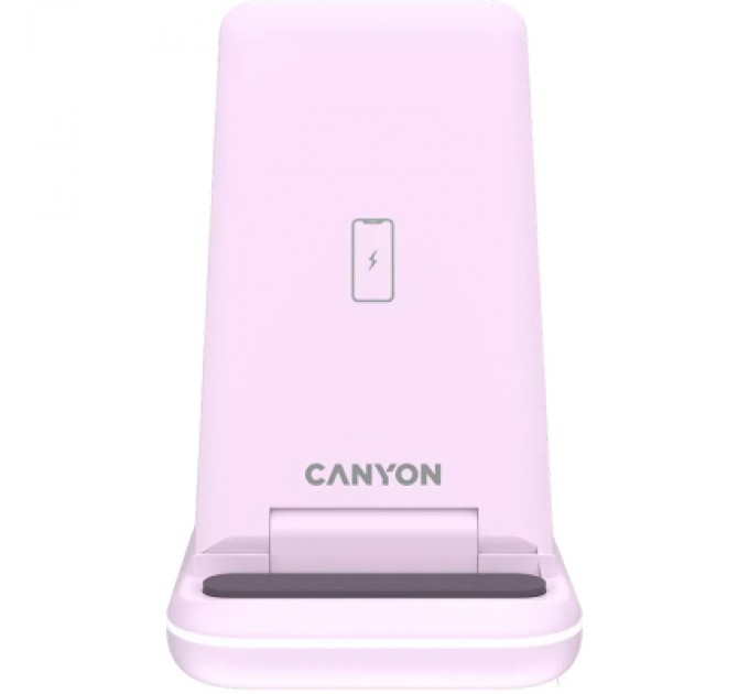 Canyon Зарядний пристрій Canyon WS-304 Foldable 3in1 Wireless charger Iced Pink (CNS-WCS304IP)