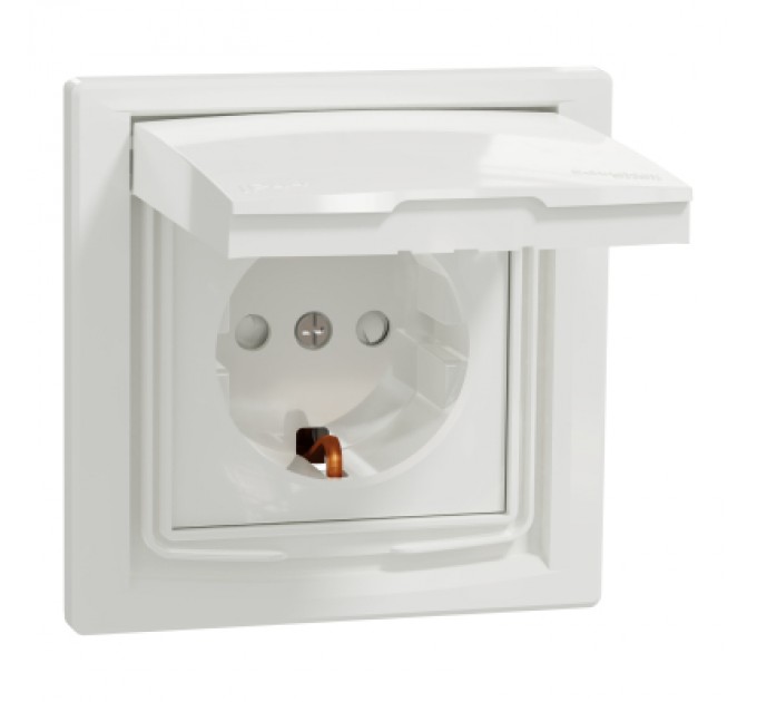 Schneider Electric Розетка Schneider Electric ASFORA з кришкою IP44, біла (EPH3100321)