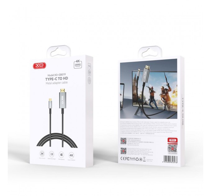 XO Кабель XO HDMI V 1.4 - USB Type-C (M/M), 1.8 м, Black (GB019-CHDMI.tranish)