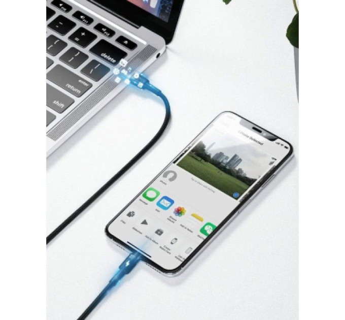 Baseus Дата кабель USB-C to Lightning 1.0m 18W 2.1A Cafule Black-Grey Baseus (CATLKLF-G1)