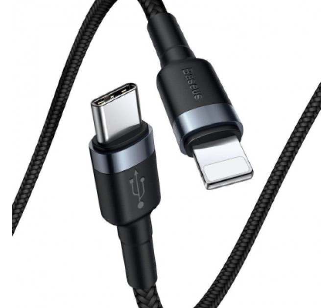 Baseus Дата кабель USB-C to Lightning 1.0m 18W 2.1A Cafule Black-Grey Baseus (CATLKLF-G1)