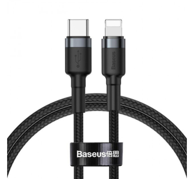 Baseus Дата кабель USB-C to Lightning 1.0m 18W 2.1A Cafule Black-Grey Baseus (CATLKLF-G1)