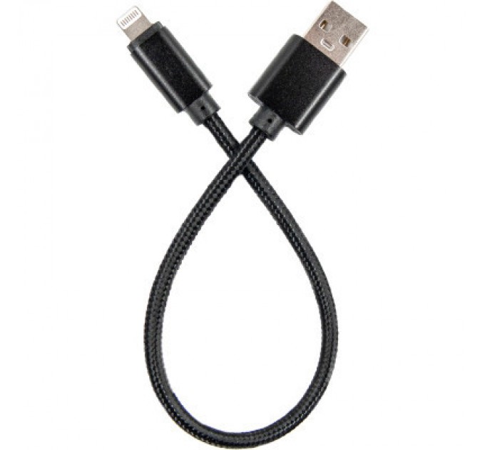 Dengos Дата кабель USB 2.0 AM to Lightning 0.2m black Dengos (NTK-L-SHRT-BLACK)